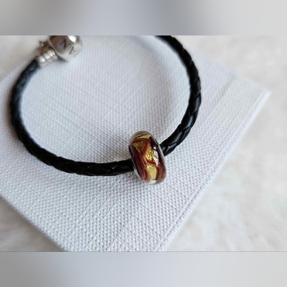 Chamilia SHIMMERING Gold Sterling Silver Glass Murano Charm ✨️